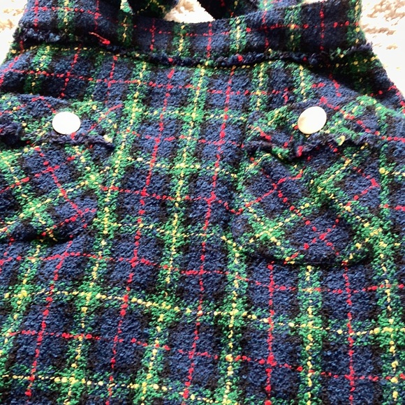 🎁Zara tweed green plaid strap skirt XS - Picture 6 of 8